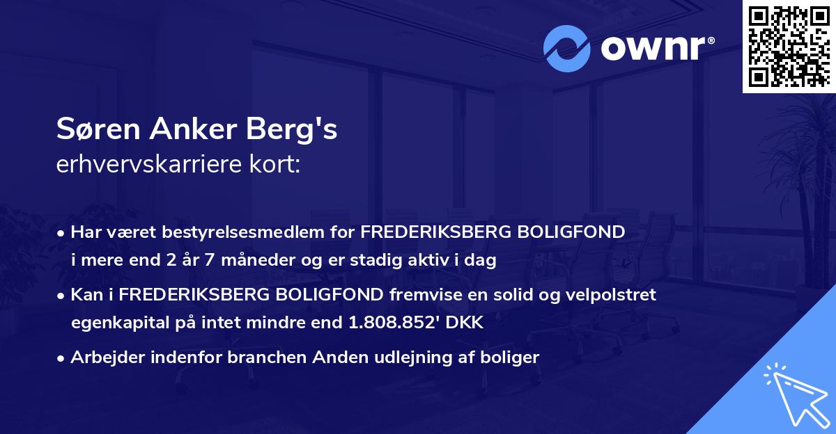 Søren Anker Berg's erhvervskarriere kort
