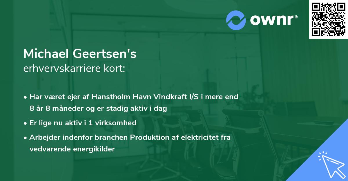 Michael Geertsen's erhvervskarriere kort