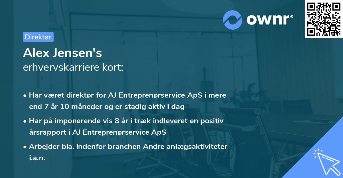 Alex Jensen's erhvervskarriere kort