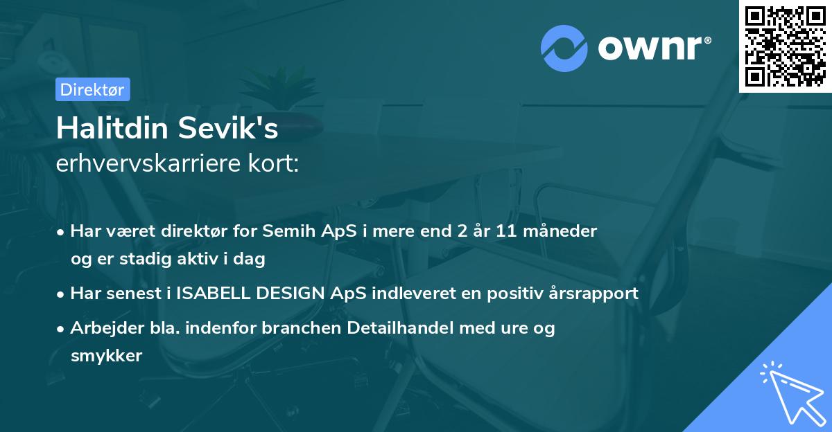 Halitdin Sevik's erhvervskarriere kort