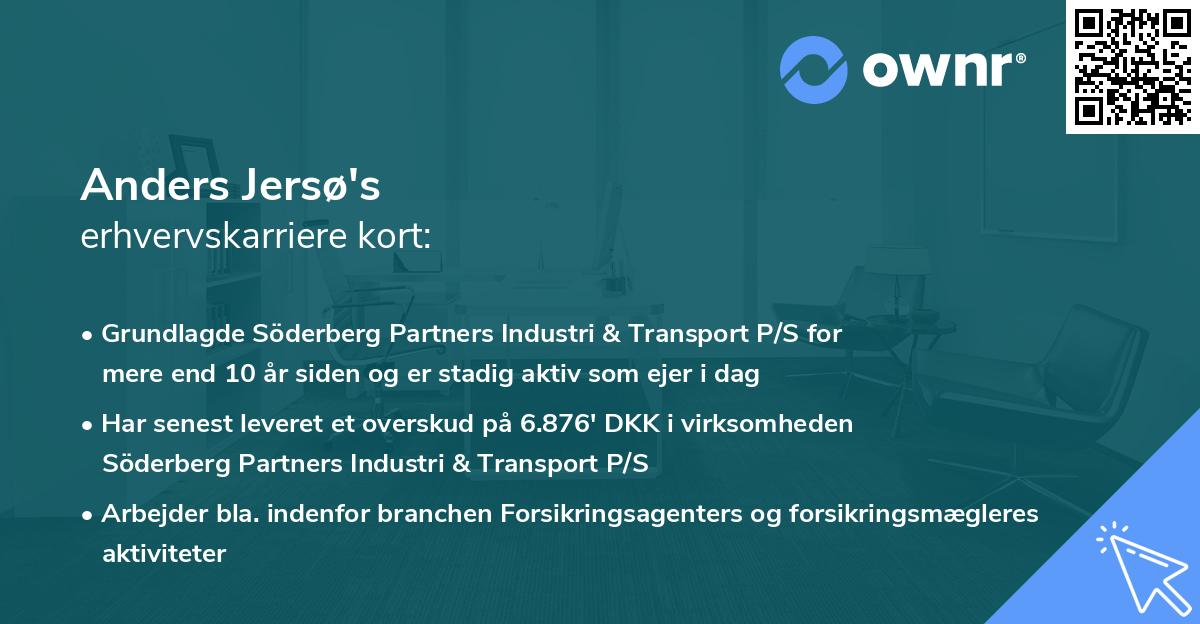 Anders Jersø's erhvervskarriere kort