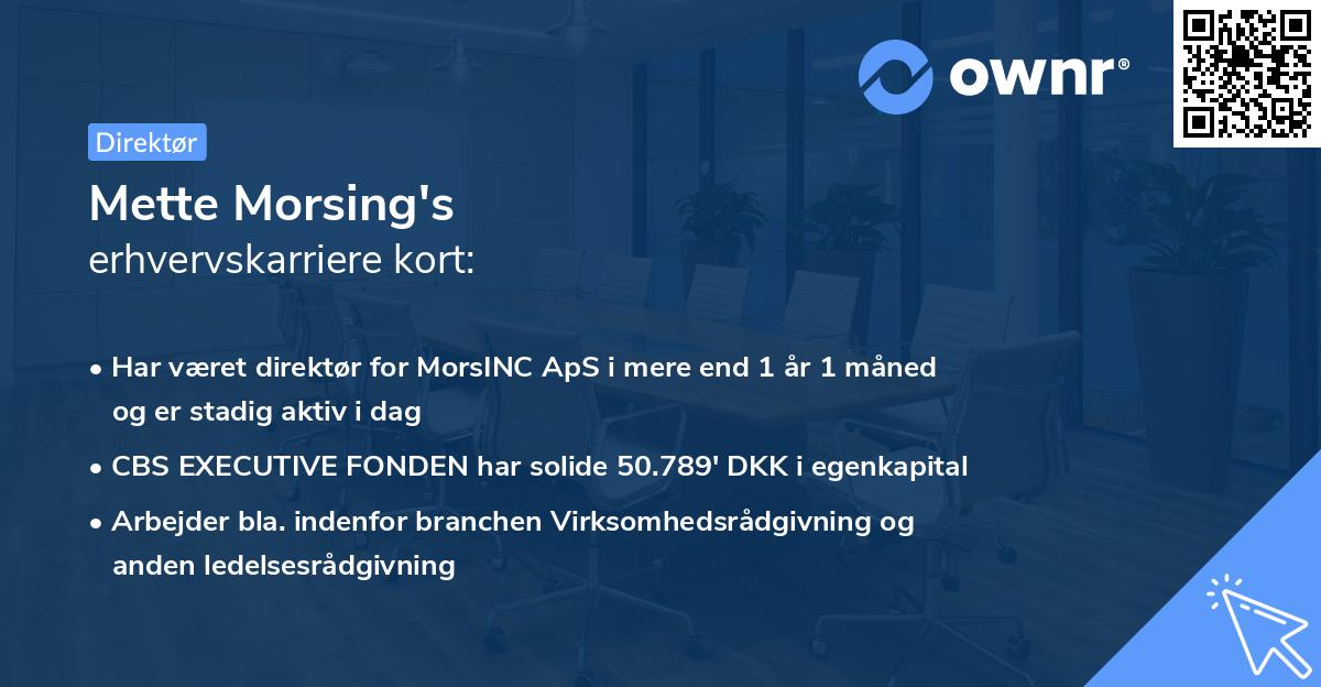 Mette Morsing's erhvervskarriere kort