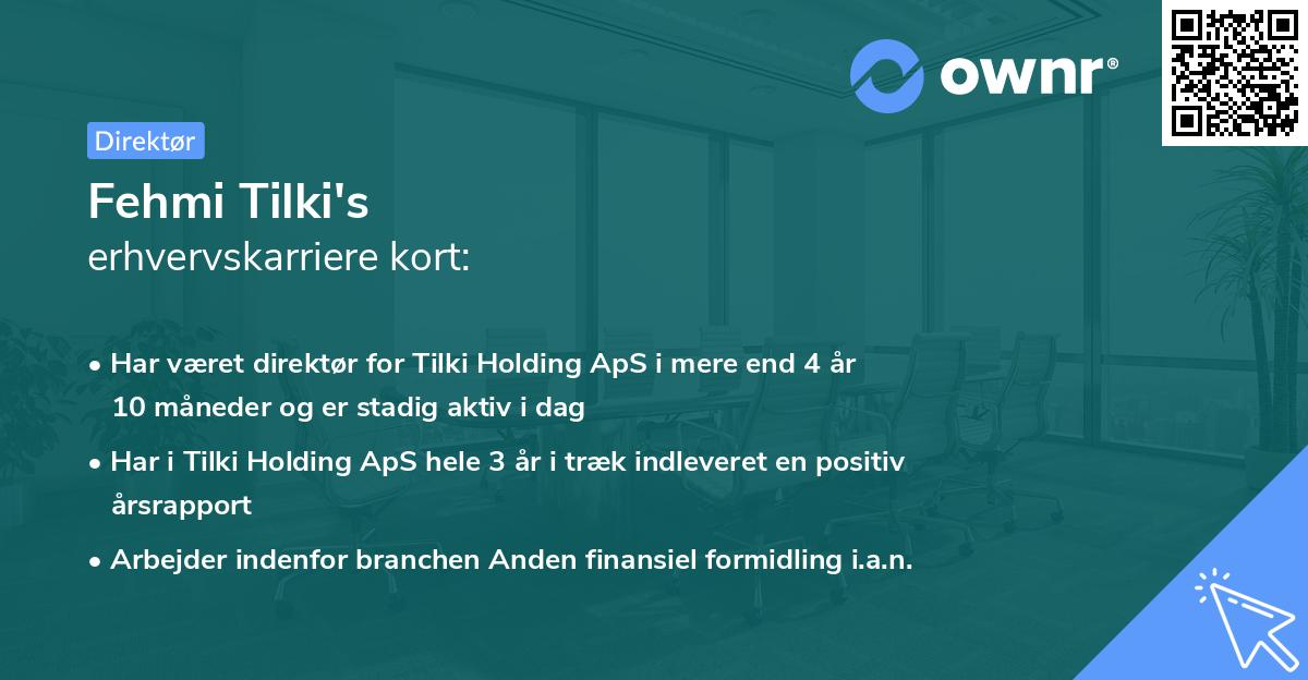 Fehmi Tilki's erhvervskarriere kort