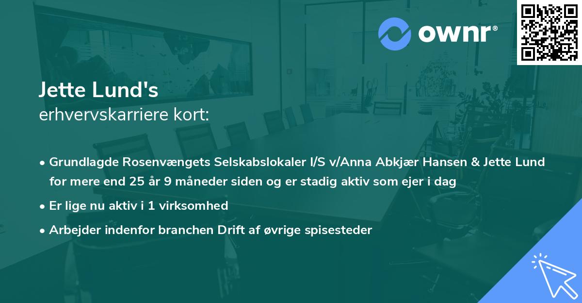 Jette Lund's erhvervskarriere kort