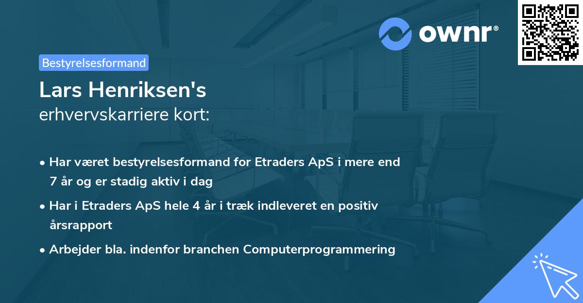 Lars Henriksen's erhvervskarriere kort