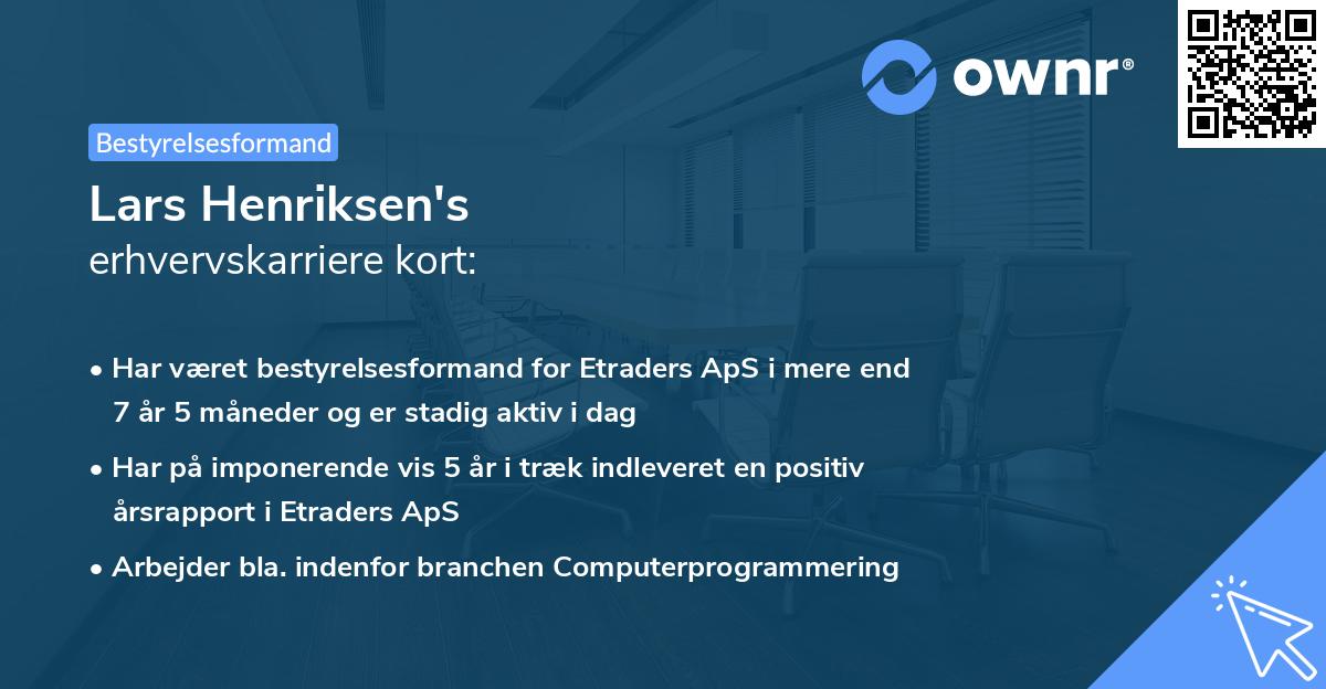 Lars Henriksen's erhvervskarriere kort