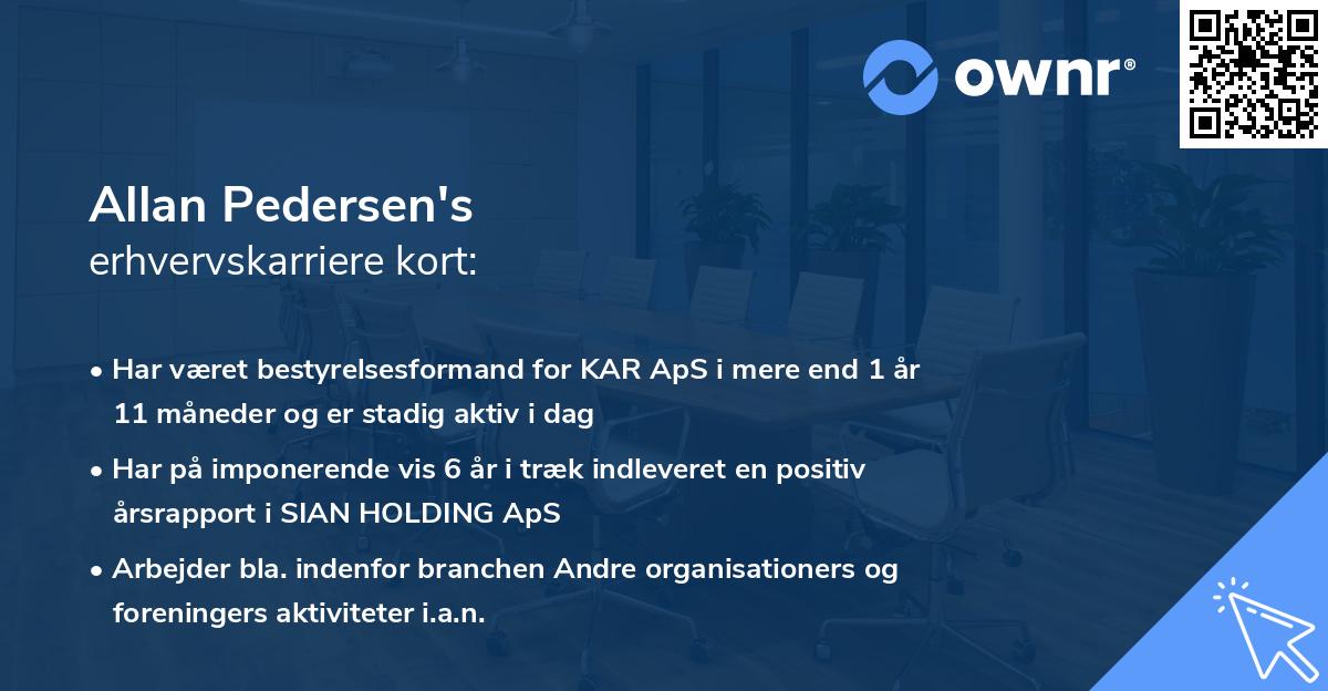 Allan Pedersen's erhvervskarriere kort