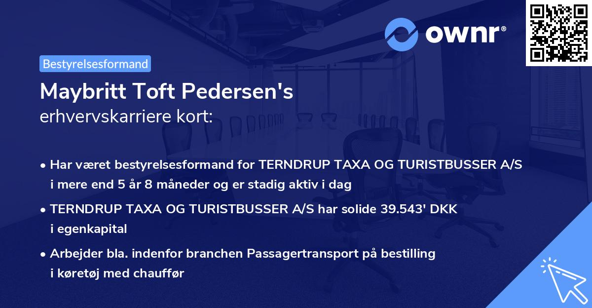 Maybritt Toft Pedersen's erhvervskarriere kort