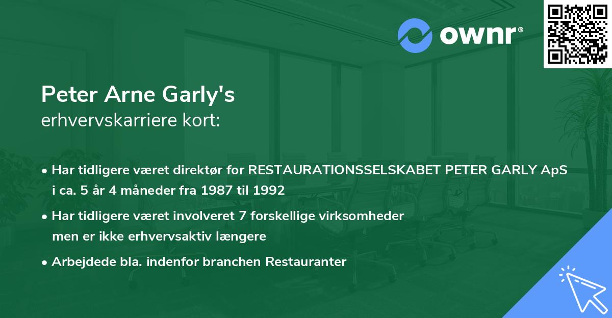 Peter Arne Garly's erhvervskarriere kort