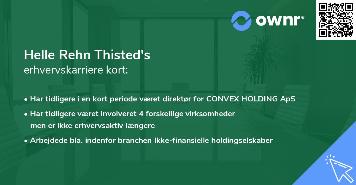 Helle Rehn Thisted's erhvervskarriere kort