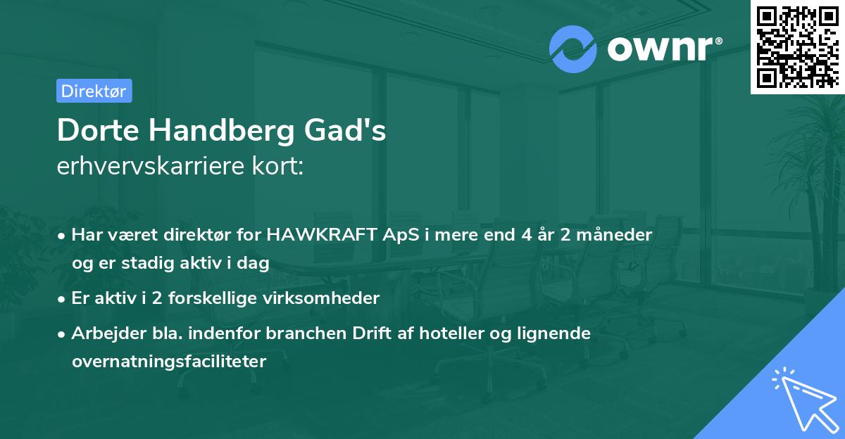 Dorte Handberg Gad's erhvervskarriere kort