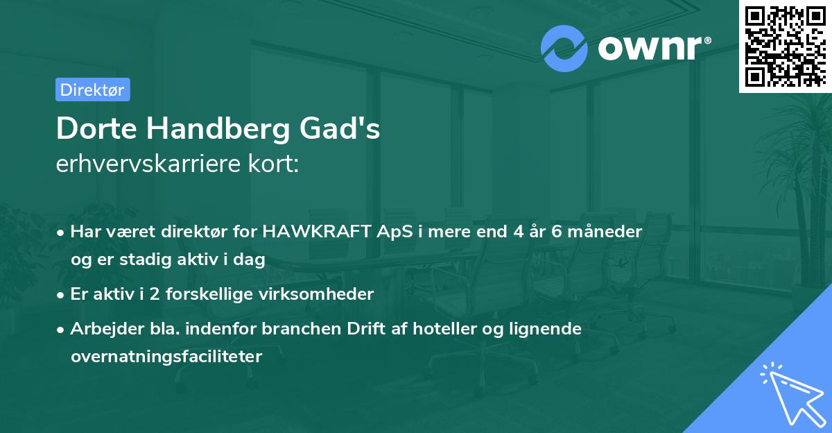 Dorte Handberg Gad's erhvervskarriere kort