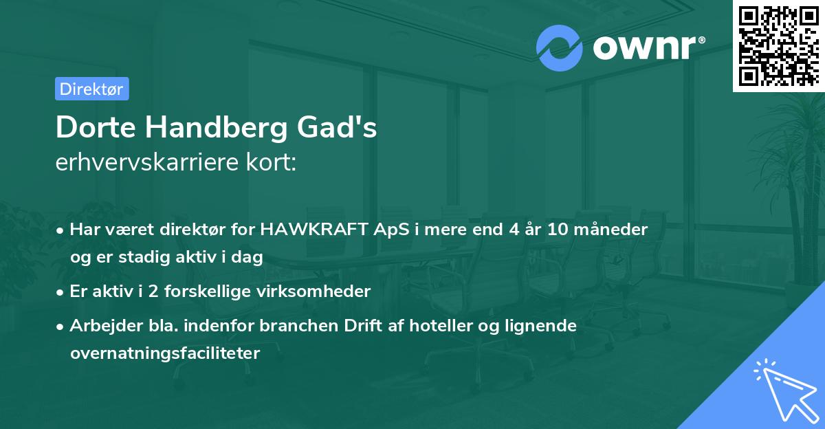 Dorte Handberg Gad's erhvervskarriere kort