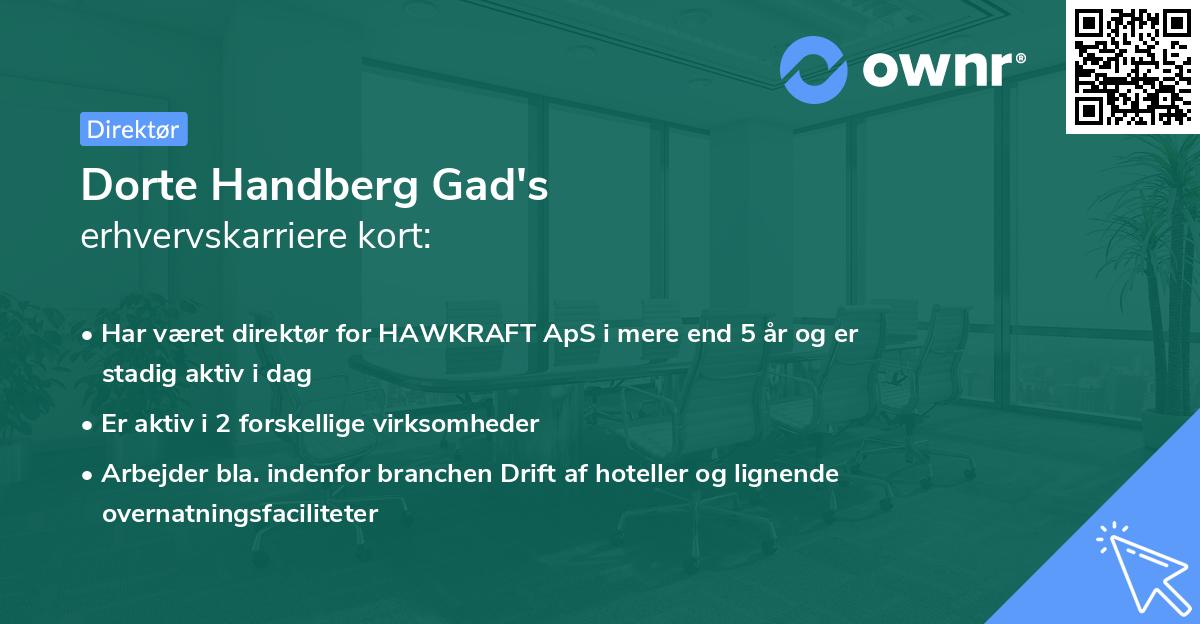 Dorte Handberg Gad's erhvervskarriere kort