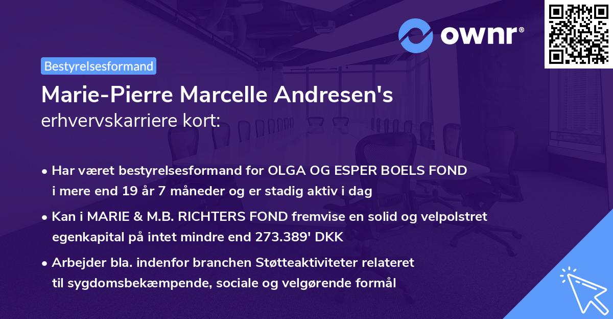 Marie-Pierre Marcelle Andresen's erhvervskarriere kort