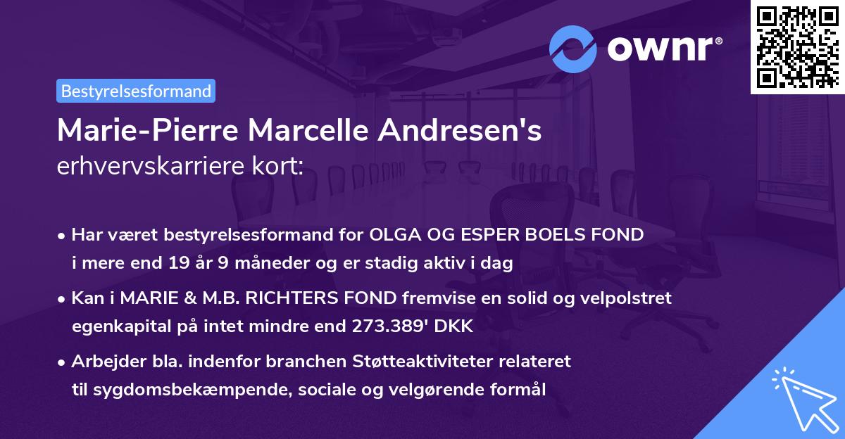 Marie-Pierre Marcelle Andresen's erhvervskarriere kort