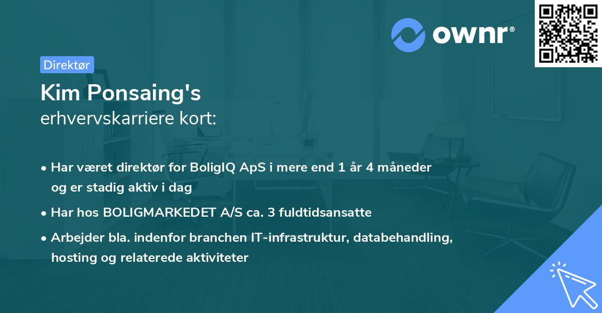 Kim Ponsaing's erhvervskarriere kort
