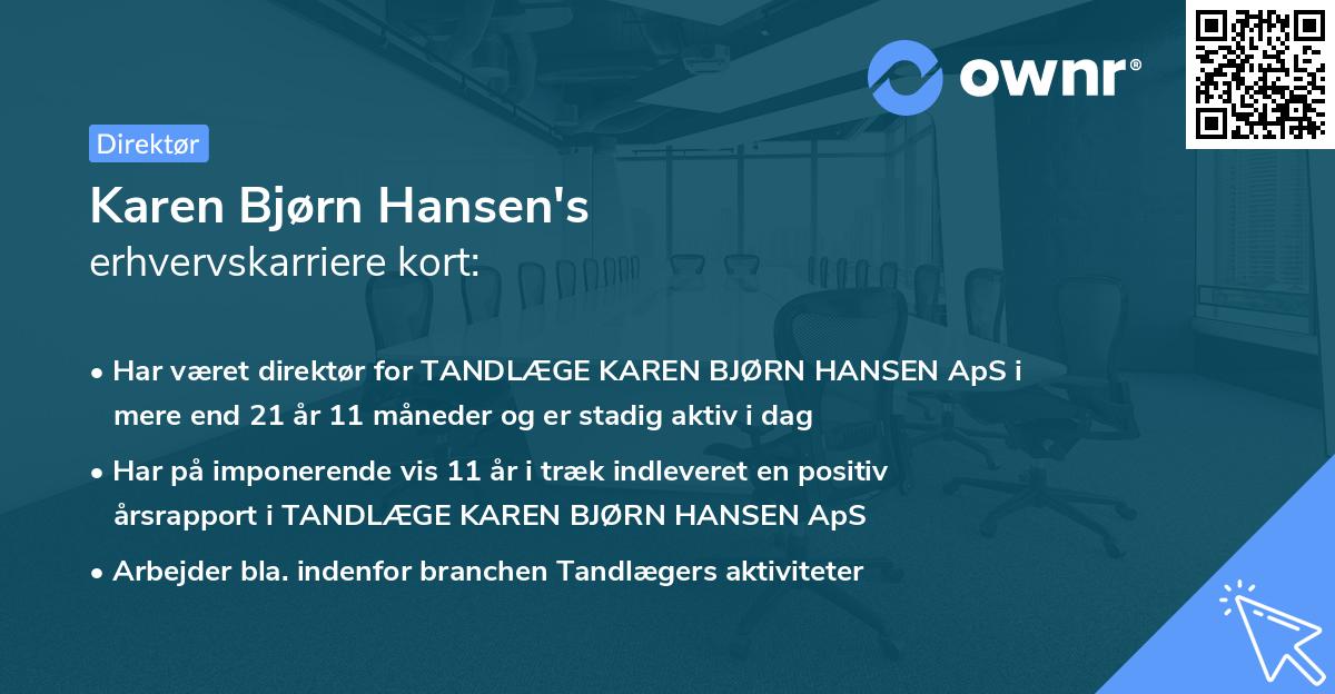Karen Bjørn Hansen's erhvervskarriere kort
