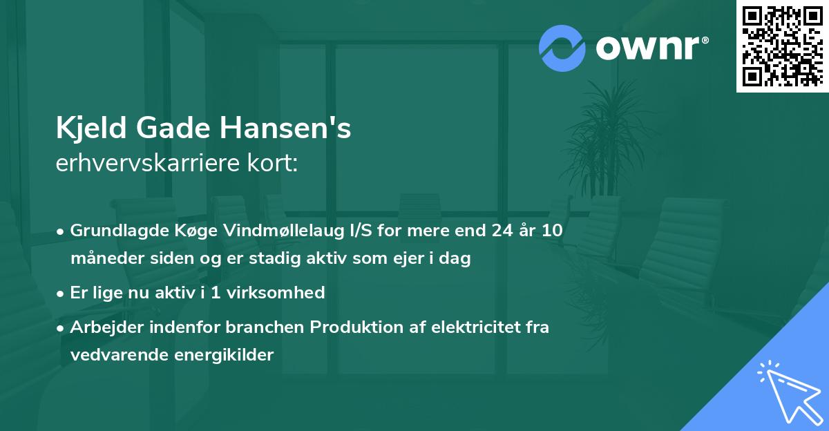 Kjeld Gade Hansen's erhvervskarriere kort