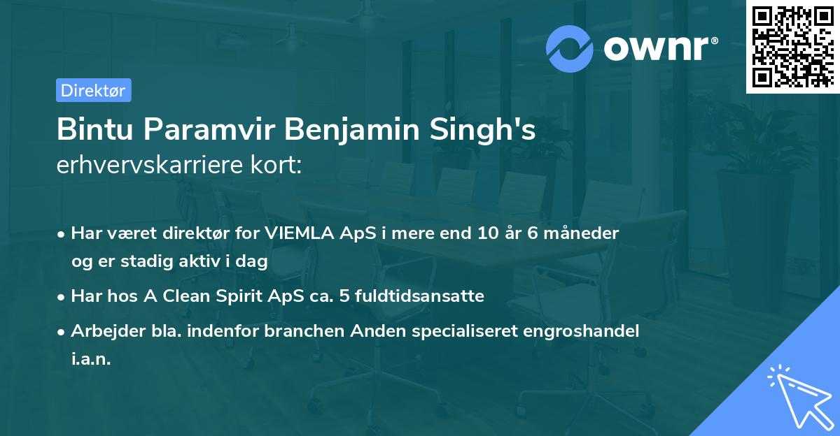 Bintu Paramvir Benjamin Singh's erhvervskarriere kort