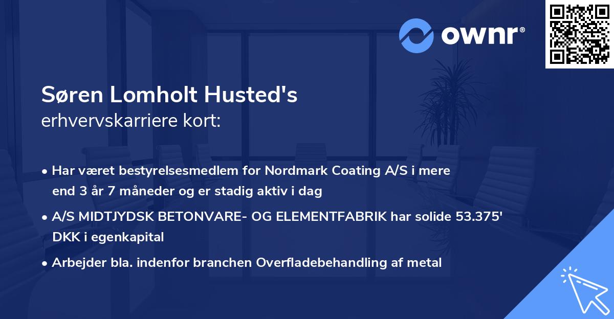 Søren Lomholt Husted's erhvervskarriere kort