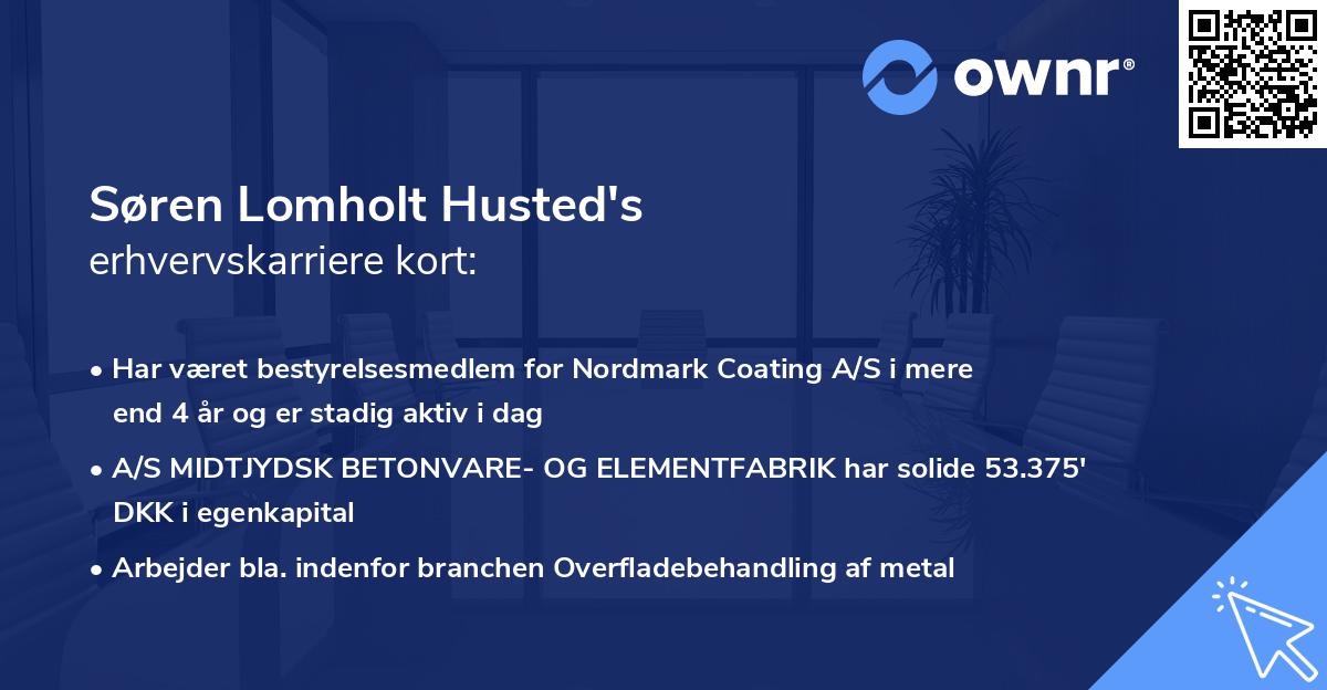 Søren Lomholt Husted's erhvervskarriere kort