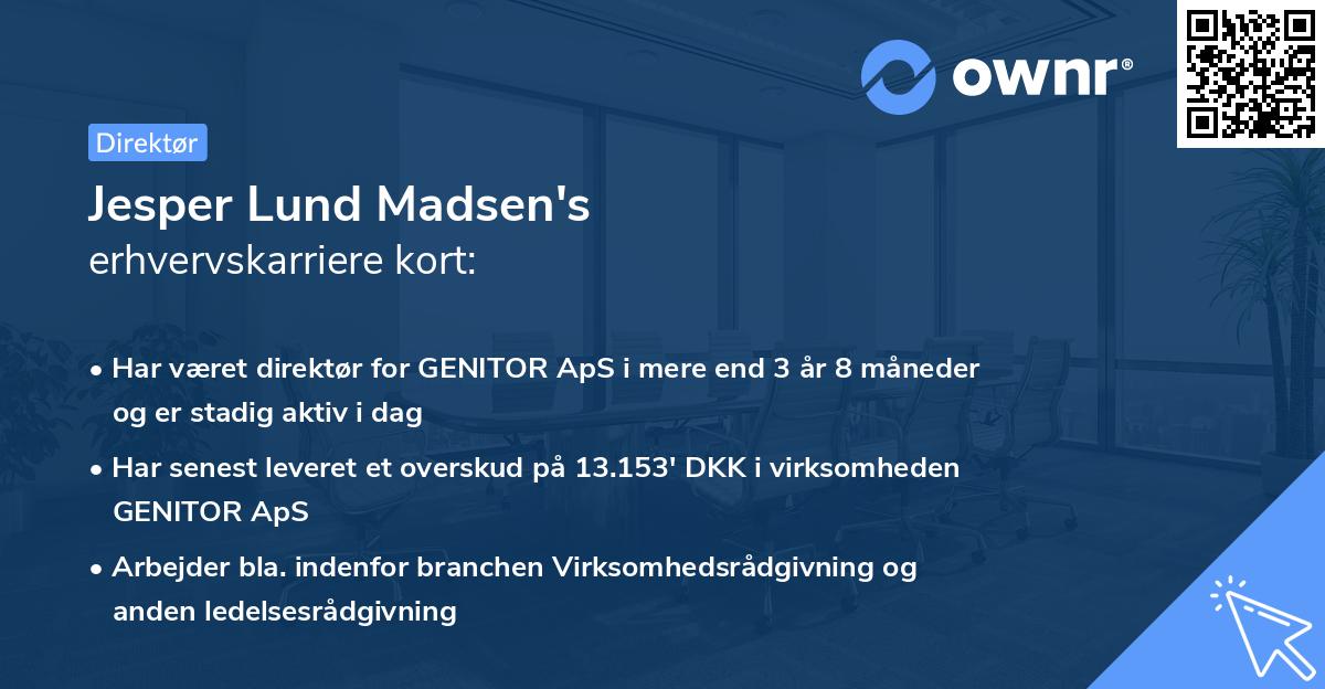 Jesper Lund Madsen's erhvervskarriere kort