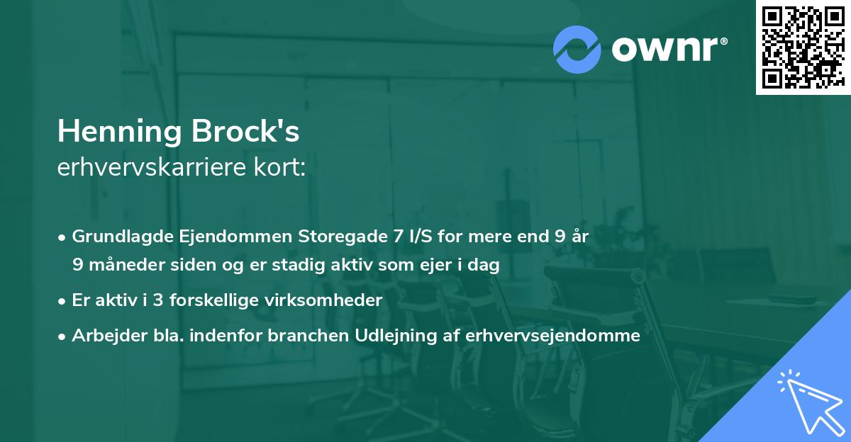 Henning Brock's erhvervskarriere kort