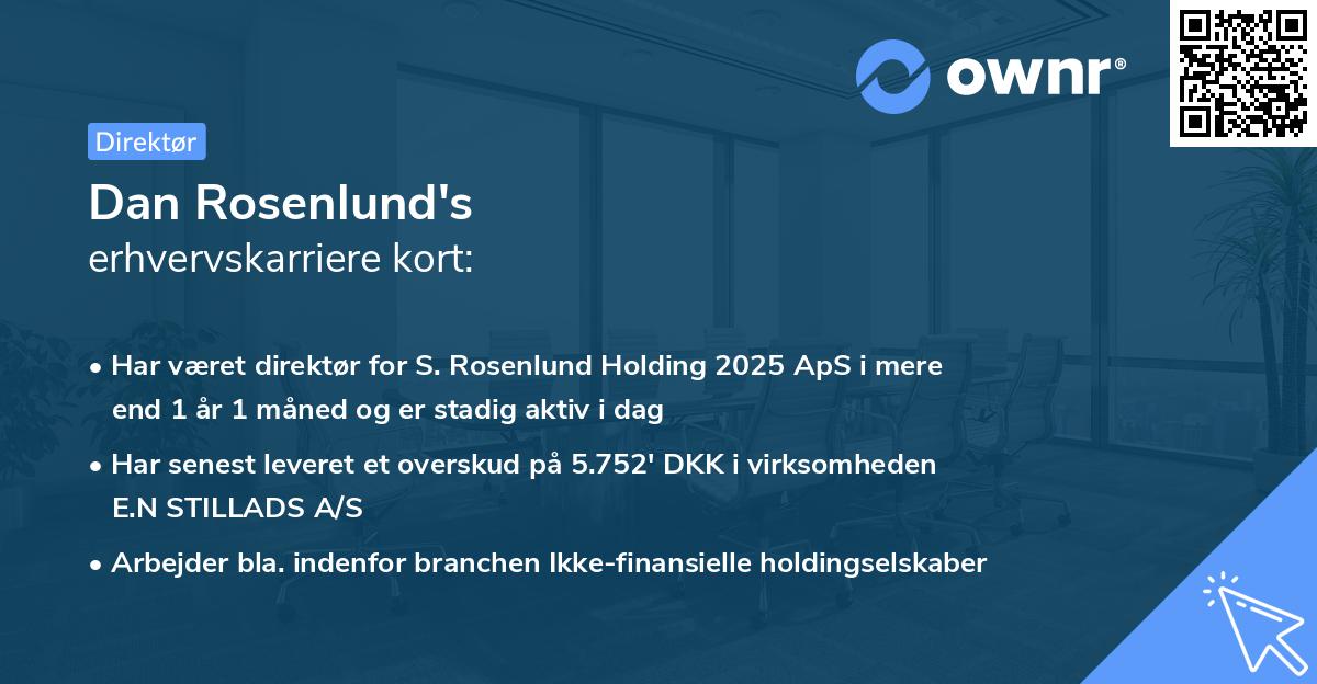 Dan Rosenlund's erhvervskarriere kort