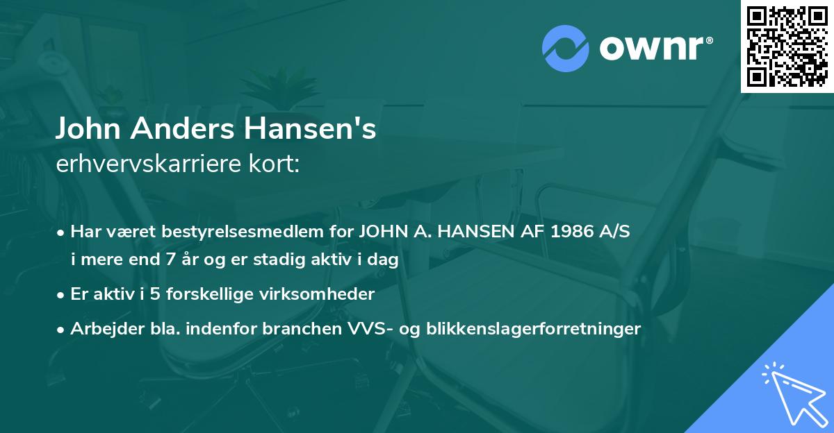 John Anders Hansen's erhvervskarriere kort