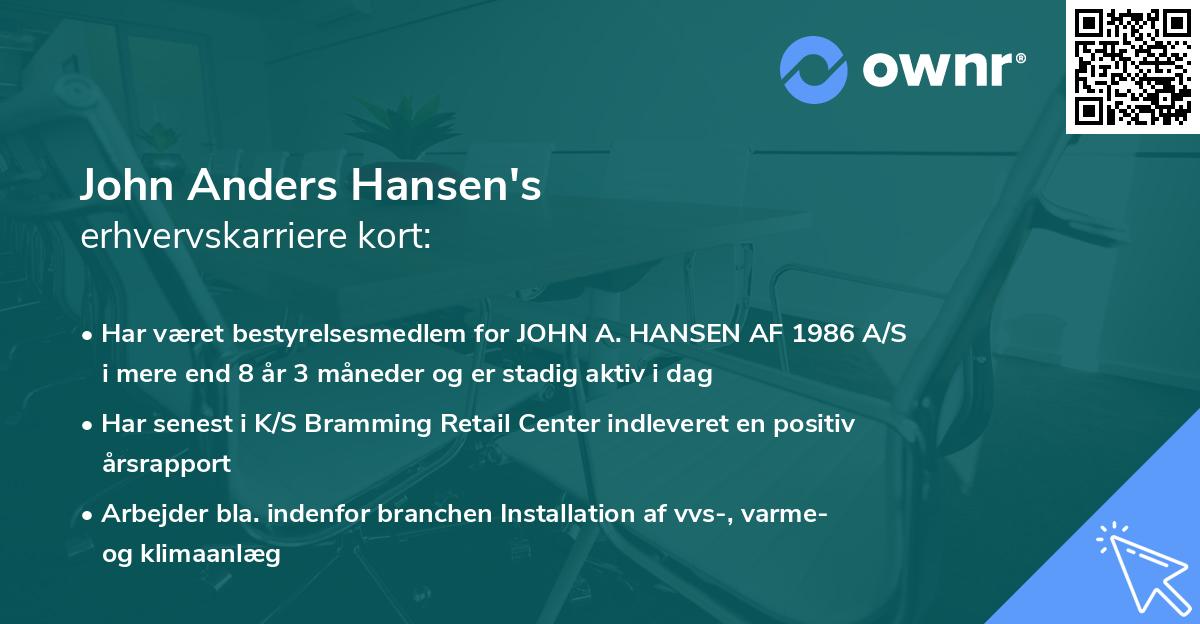 John Anders Hansen's erhvervskarriere kort