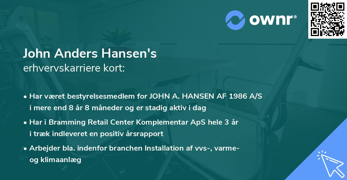 John Anders Hansen's erhvervskarriere kort