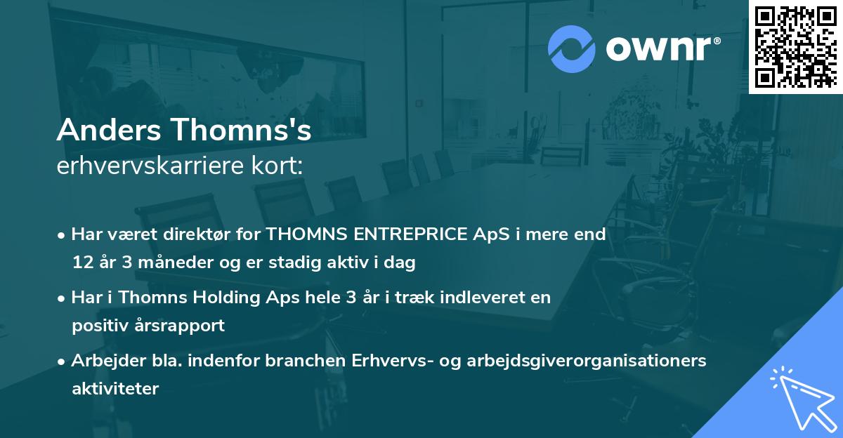 Anders Thomns's erhvervskarriere kort