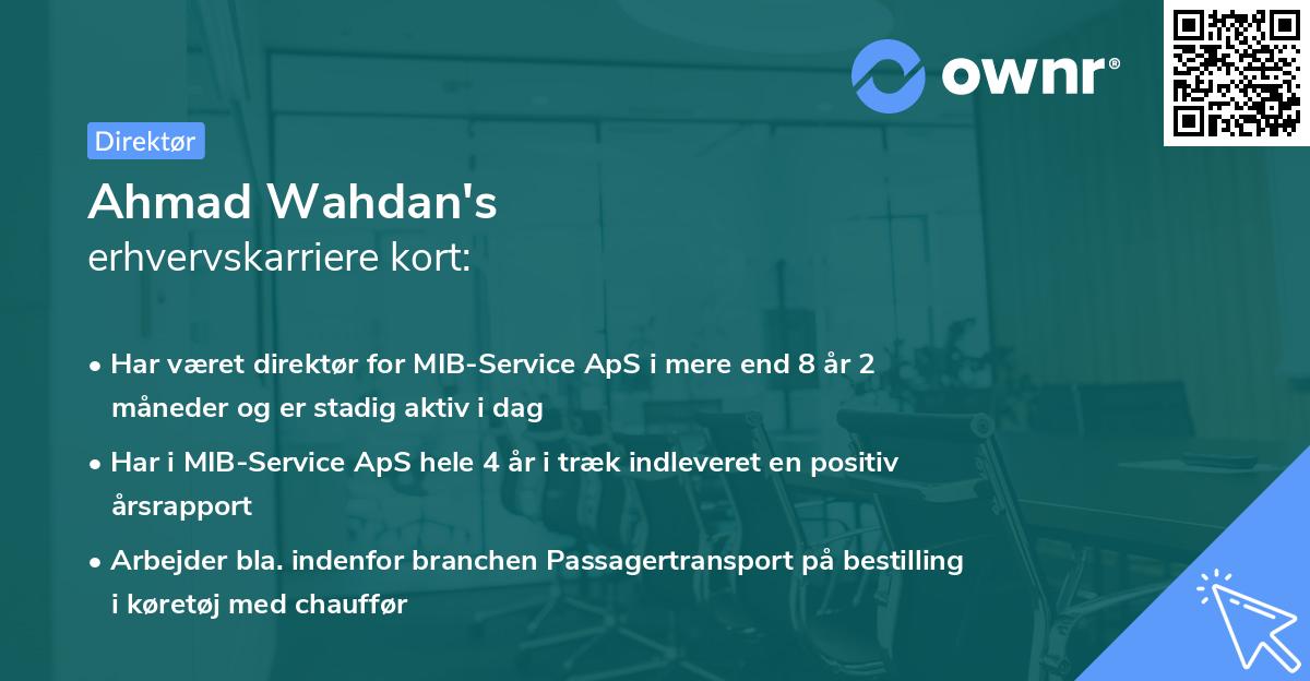 Ahmad Wahdan's erhvervskarriere kort