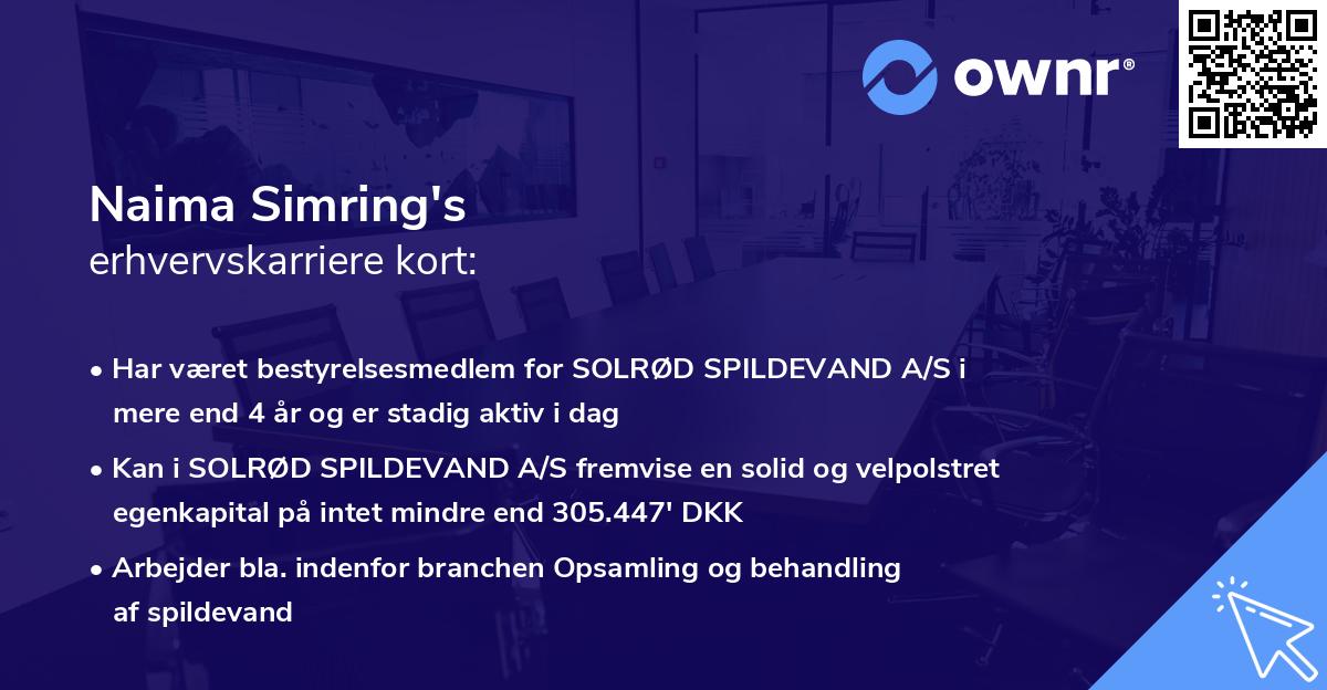 Naima Simring's erhvervskarriere kort