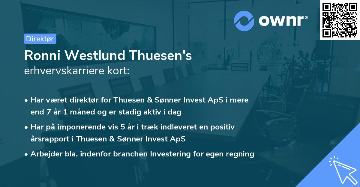 Ronni Westlund Thuesen's erhvervskarriere kort