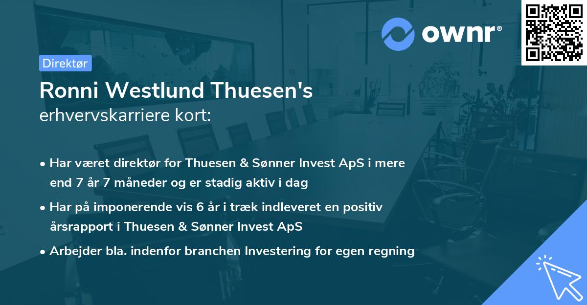 Ronni Westlund Thuesen's erhvervskarriere kort