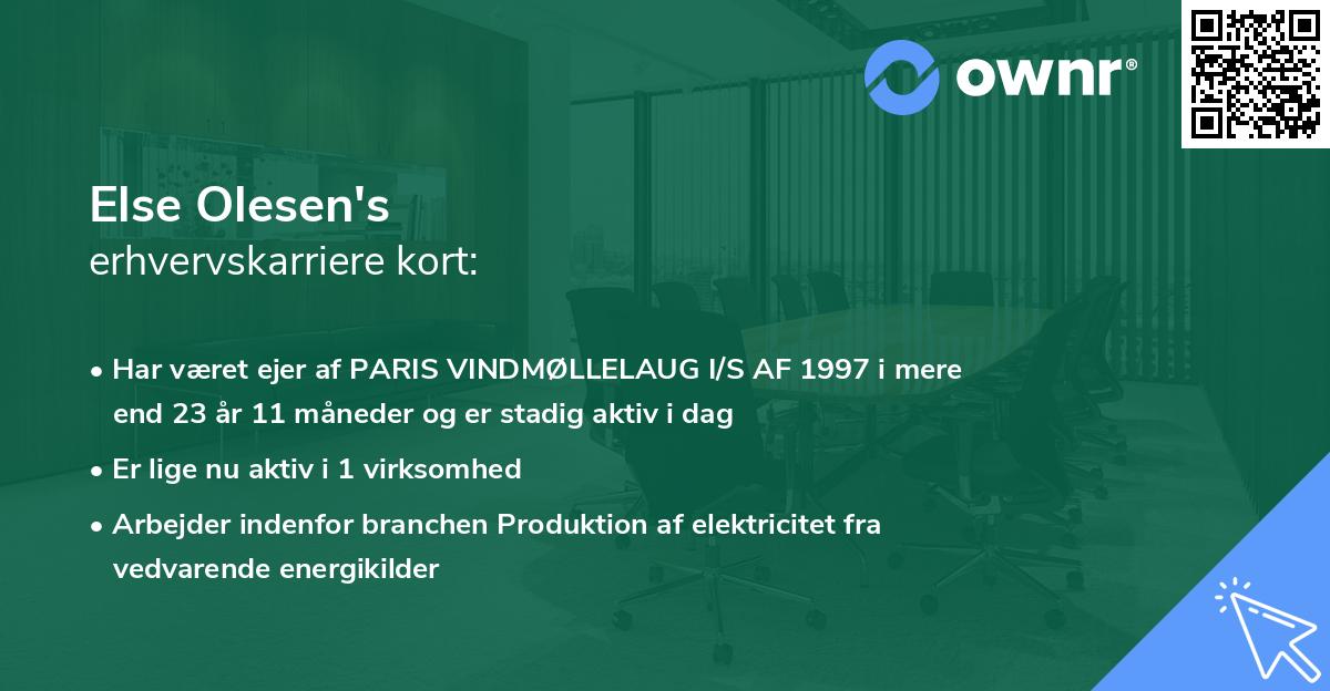 Else Olesen's erhvervskarriere kort