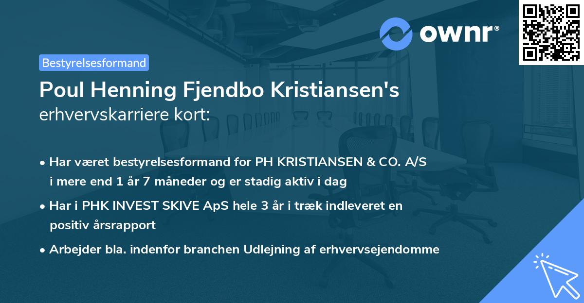 Poul Henning Fjendbo Kristiansen's erhvervskarriere kort