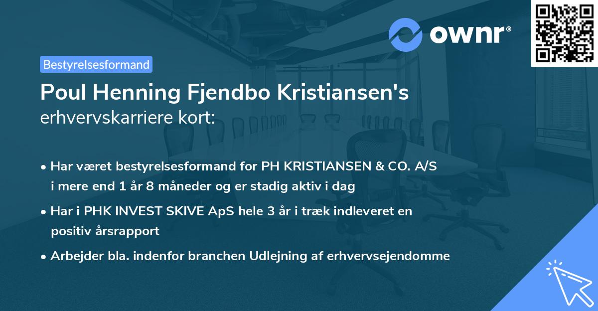 Poul Henning Fjendbo Kristiansen's erhvervskarriere kort