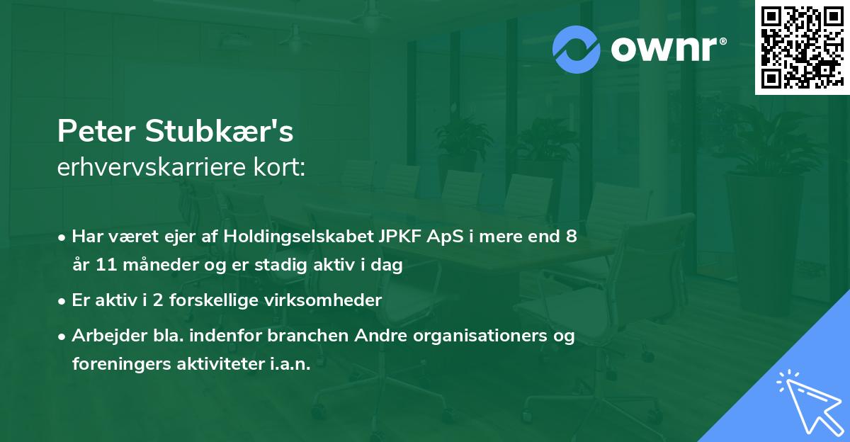 Peter Stubkær's erhvervskarriere kort