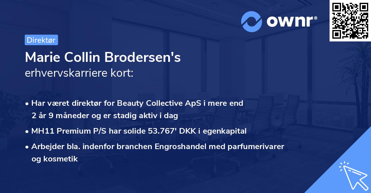 Marie Collin Brodersen's erhvervskarriere kort