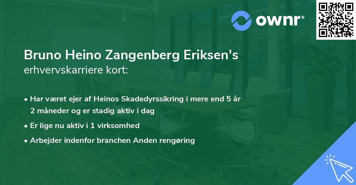Bruno Heino Zangenberg Eriksen's erhvervskarriere kort