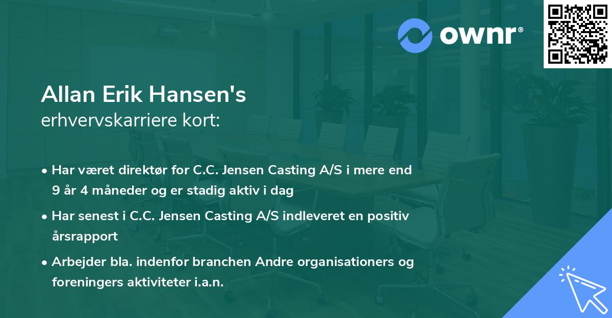 Allan Erik Hansen's erhvervskarriere kort