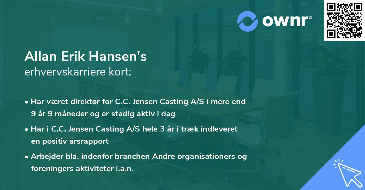 Allan Erik Hansen's erhvervskarriere kort