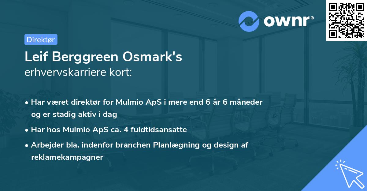 Leif Berggreen Osmark's erhvervskarriere kort