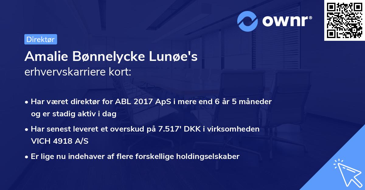 Amalie Bønnelycke Lunøe's erhvervskarriere kort