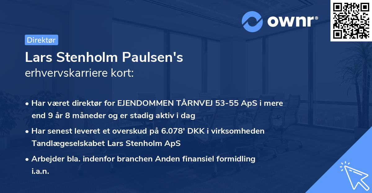 Lars Stenholm Paulsen's erhvervskarriere kort