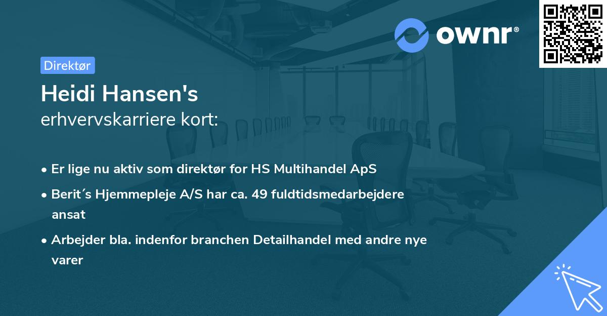 Heidi Hansen's erhvervskarriere kort