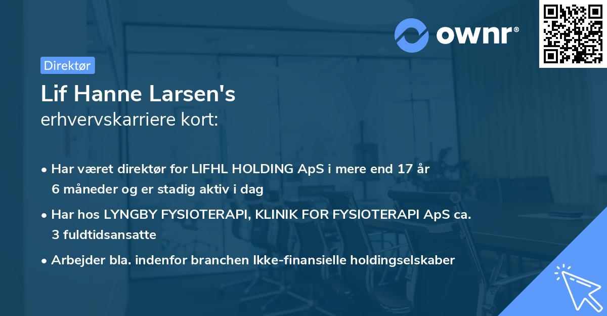 Lif Hanne Larsen's erhvervskarriere kort